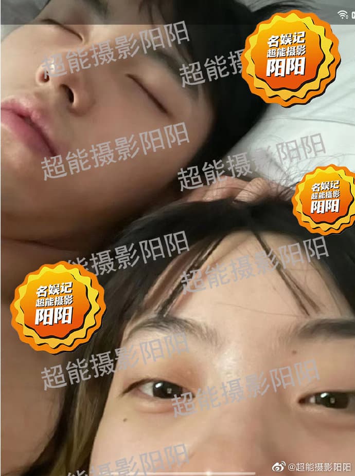 狗仔「超能攝影陽陽」PO出陳飛宇與女網紅的親密床照。（翻攝自超能摄影阳阳微博）