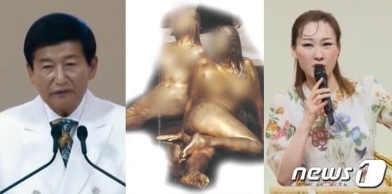 鄭明析(左)製作變態「裸女俑」，鄭祖恩(右)是幫兇。（翻自《NEWS 1》）