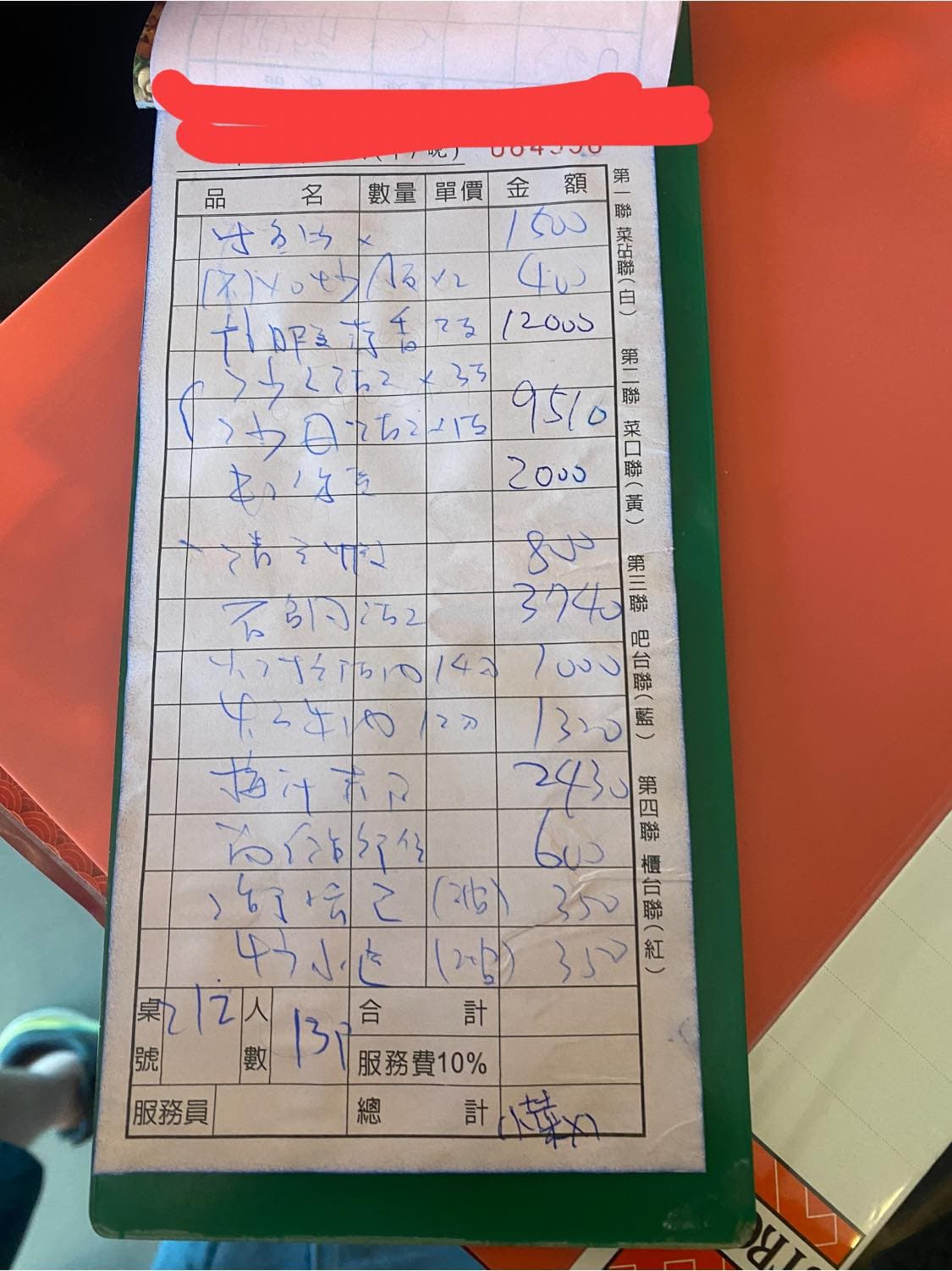 女子曬出當天的帳單明細。（翻攝自爆怨公社）