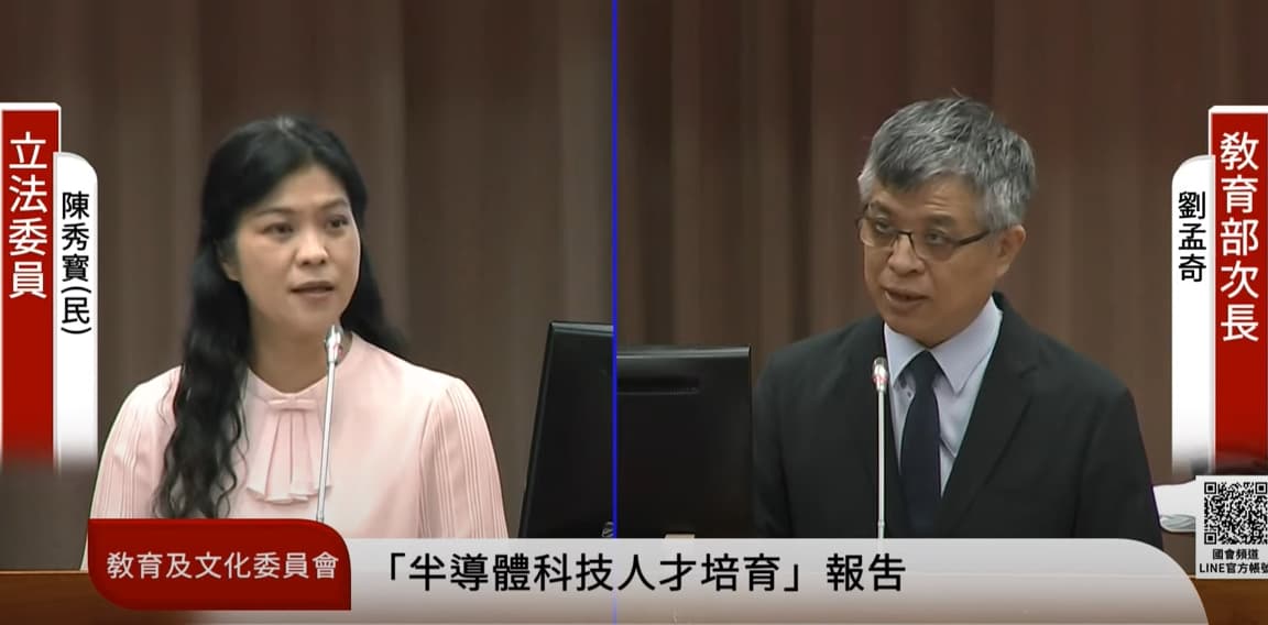 綠委在立院教育及文化委員會上，詢問教育部、國科會對於柯文哲的言論有何看法。（翻攝自國會YT頻道）