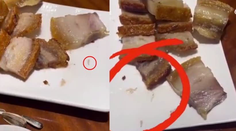 網友將燒肉料理有活蛆蠕動的影片上傳抖音，店家提出賠償但希望他將影片下架。（翻攝微博）