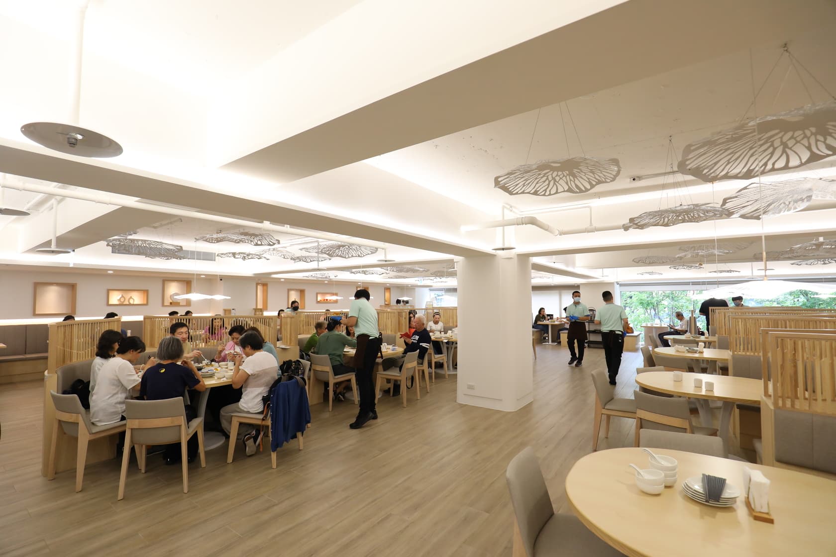 溫暖木質用餐空間，簡潔舒適。