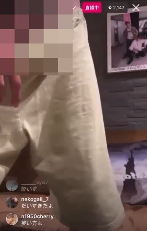 窪塚洋介9日在IG直播，竟對著鏡頭露出生殖器，再度酒後失態。（翻攝自推特）