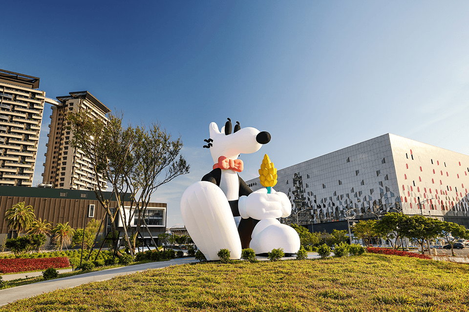 地景藝術節《Mello Travels》充氣藝術裝置作品也暫時暫停展出。（翻攝自桃園2023地景藝術節官網）