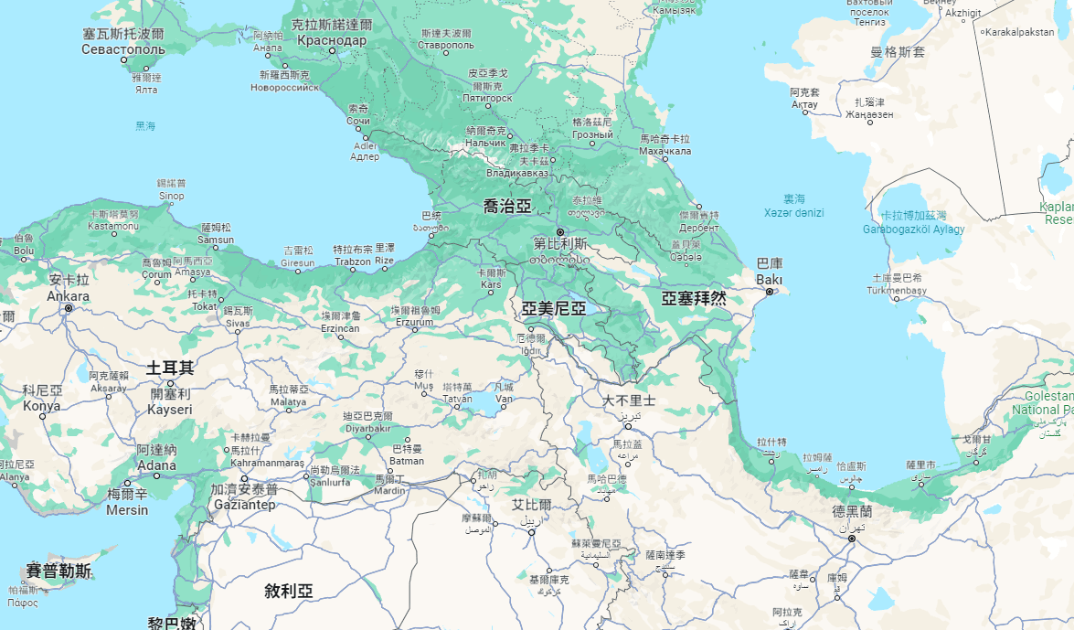 喬治亞地理位置。（翻自Google地圖）