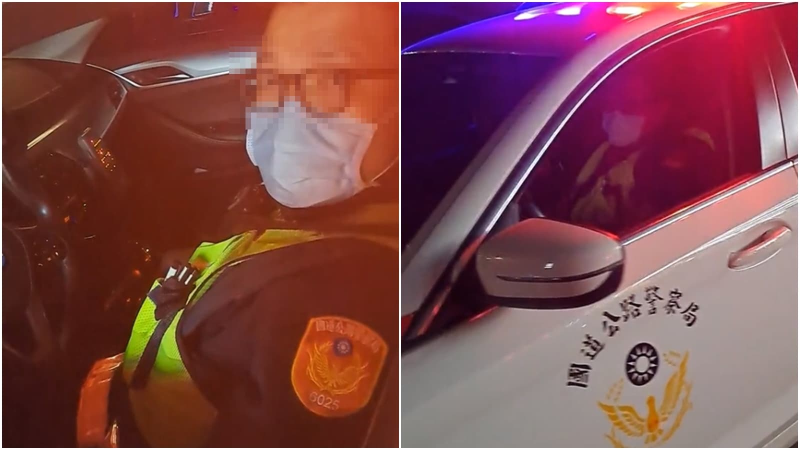 2名國道警察值勤時開巡邏車到平面道路上的超商，而遭蕭男盯上。（翻攝自TikTok@瀟湘公子）