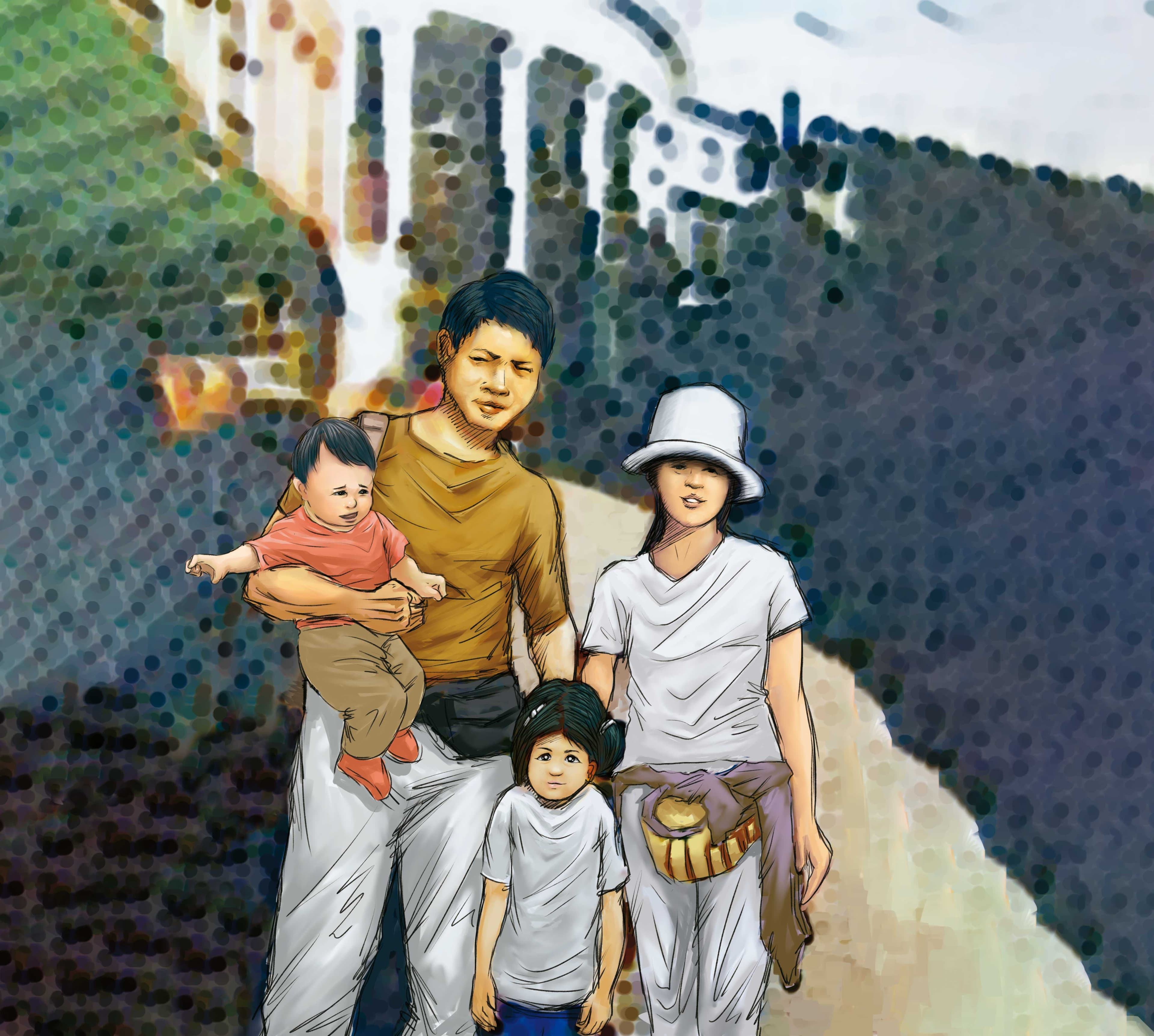 巴黎銀行前經理諸慶恩2003年遭冤判有罪抑鬱而死，家人還遭司法追殺，因諸慶恩生前未留全家合照，本刊以繪圖方式呈現其當年全家福。