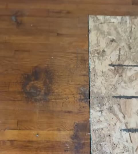 據專業解釋，印記其實是前屋主過世後，遺體滲入地板所留下。（翻攝自tiktok@snyderrealestategroup_ia）