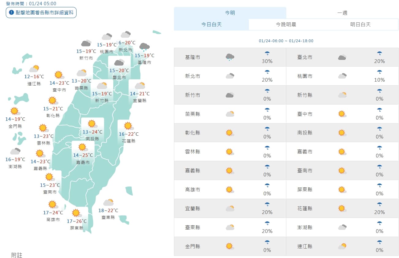 中央氣象署說明今日天氣狀況。（翻攝自中央氣象署）