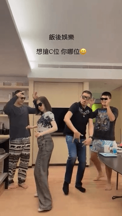 連勝文一家四口戴上墨鏡同框熱舞，氣氛歡樂。（翻攝pattytsai13 IG）
