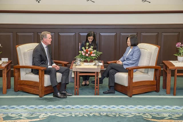 美國參議員蒲度2018年曾訪台，晉見蔡英文。（總統府提供）