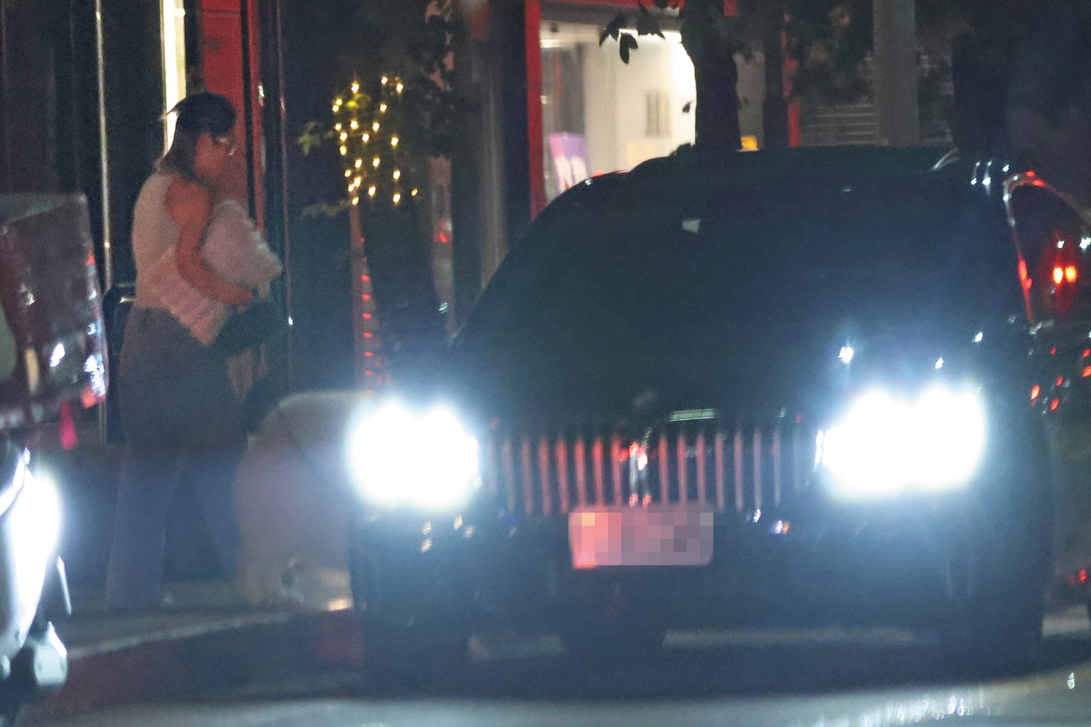徐瑋吟從台北內湖一棟建案步出，帶著愛犬，準備上一輛BMW。