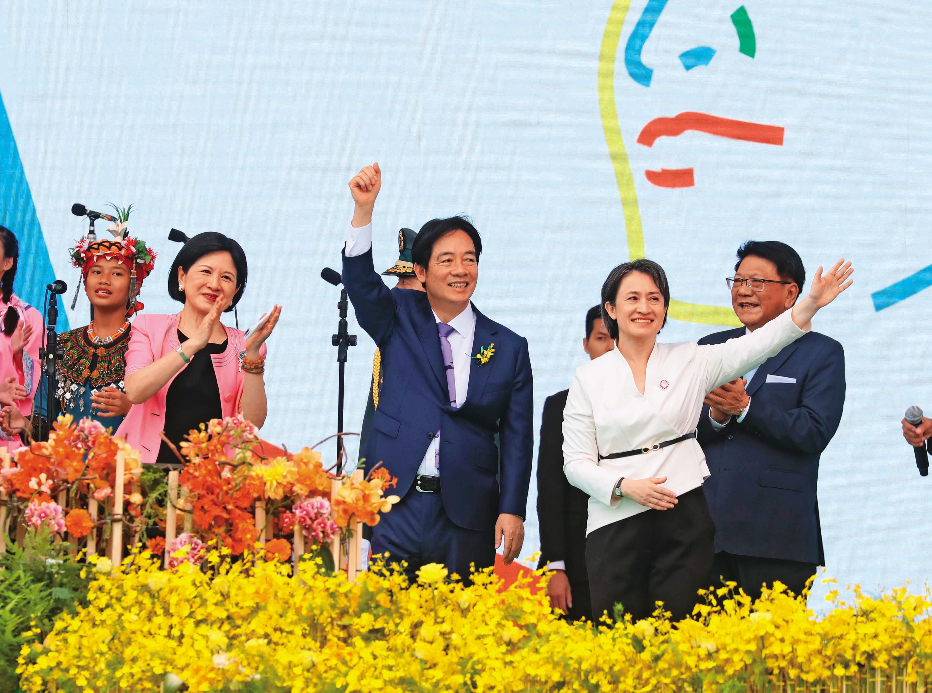 賴清德（前左）、蕭美琴（前右）5月20日正式就任中華民國第16任正副總統。