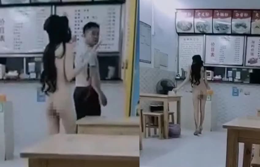 網美馮珊珊應粉絲要求，全裸上街挑戰色誘人上床。（翻攝X）
