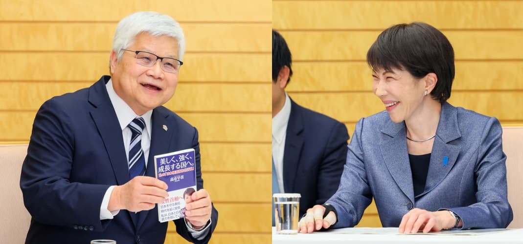 魏哲家訪日送「政治藍圖」？高市早苗笑得樂開懷。（翻攝自首相官邸）