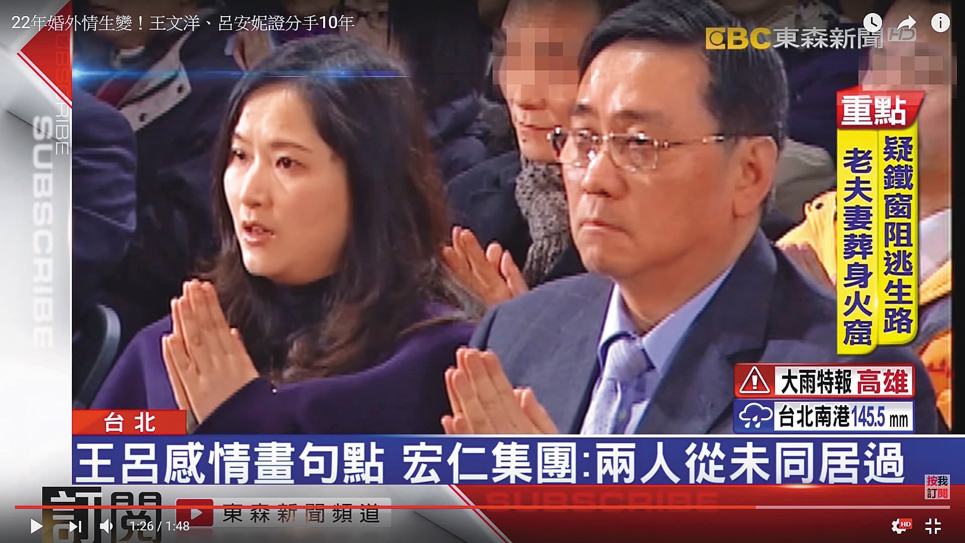 王文洋（右）曾和呂安妮（左）爆出師生戀，兩人於2017年分手。