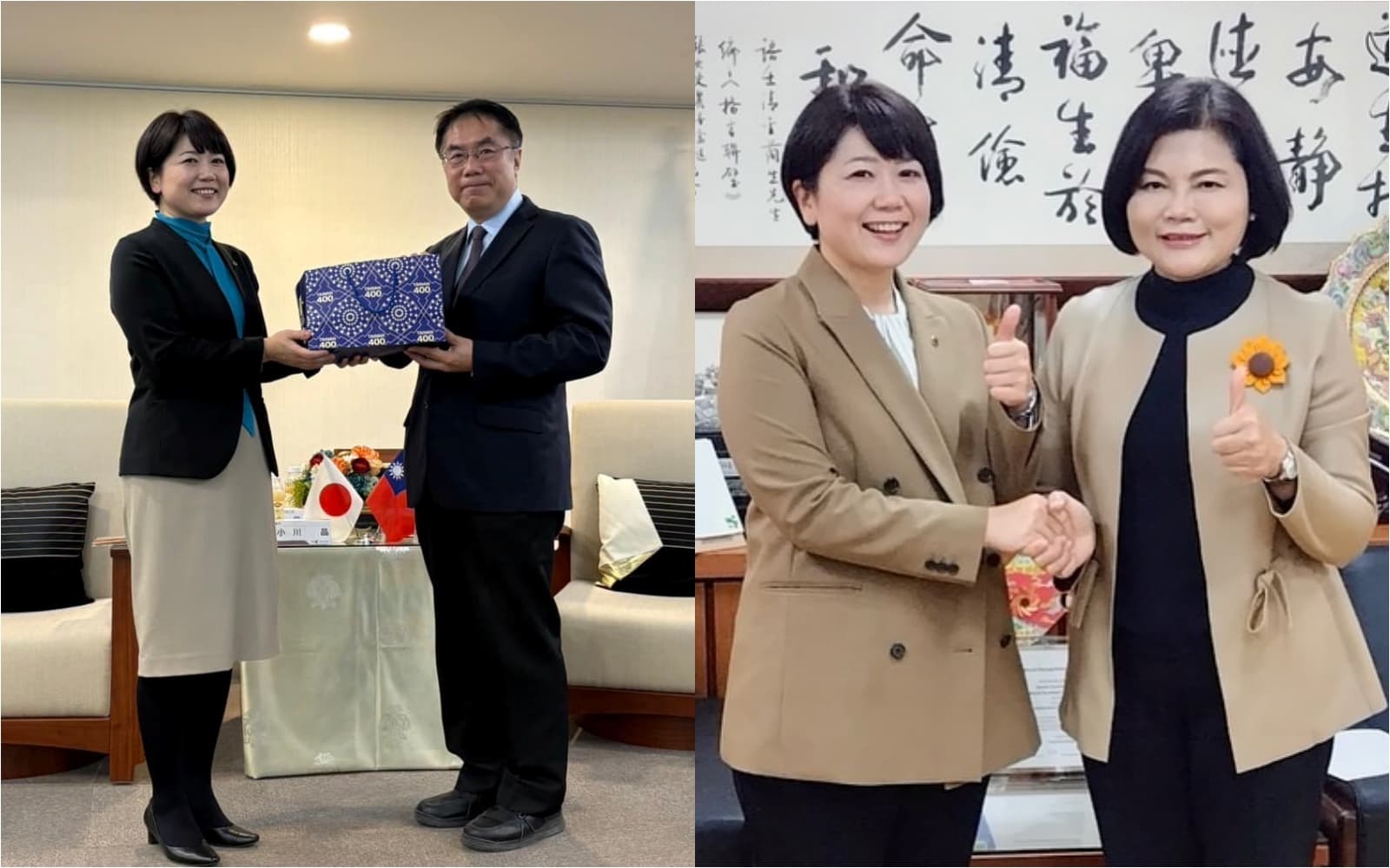 小川晶今年1月曾來台訪問，拜會台南市長黃偉哲和雲林縣長張麗善。（翻攝自小川晶臉書）