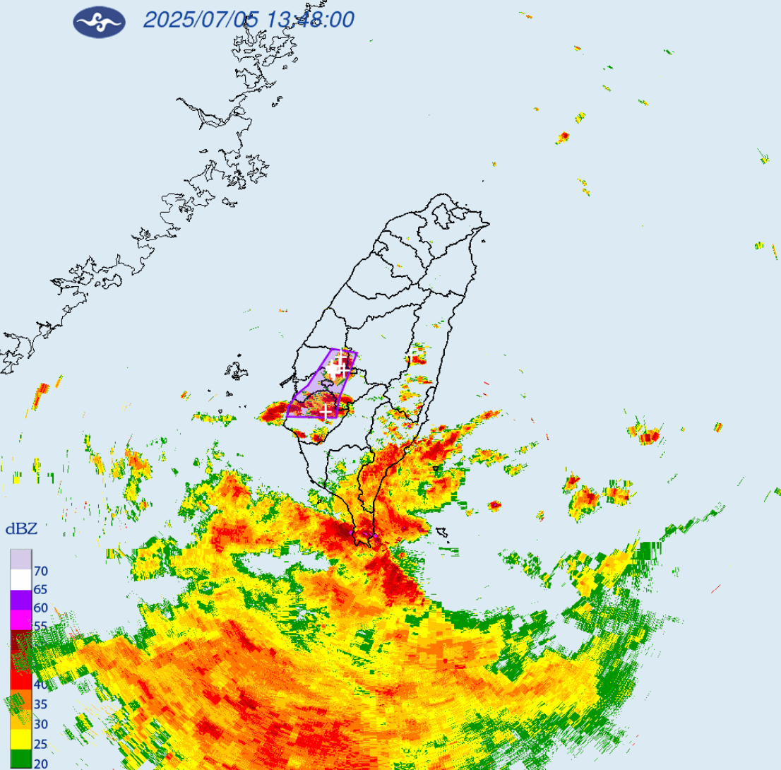 氣象署針對6縣市發大雷雨即時訊息。（氣象署提供）