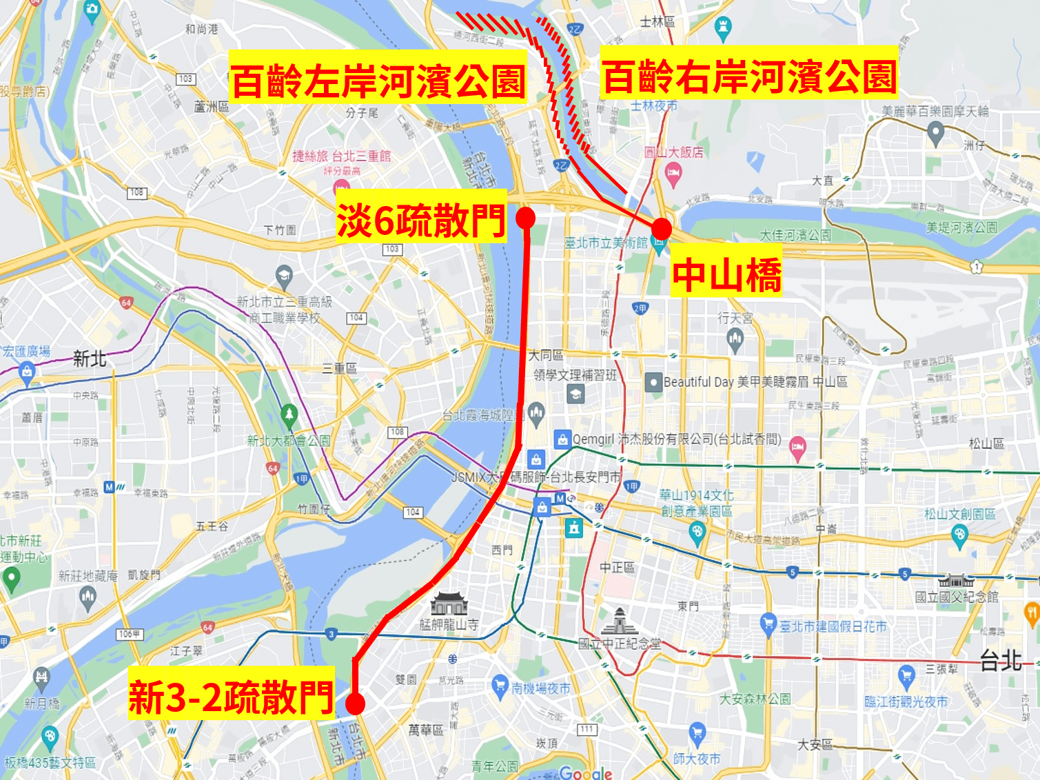 台北市部分水門於下午5點開始實施「只出不進」管制，晚上9點起開始拖吊堤外滯留車輛。（台北市水利處提供）