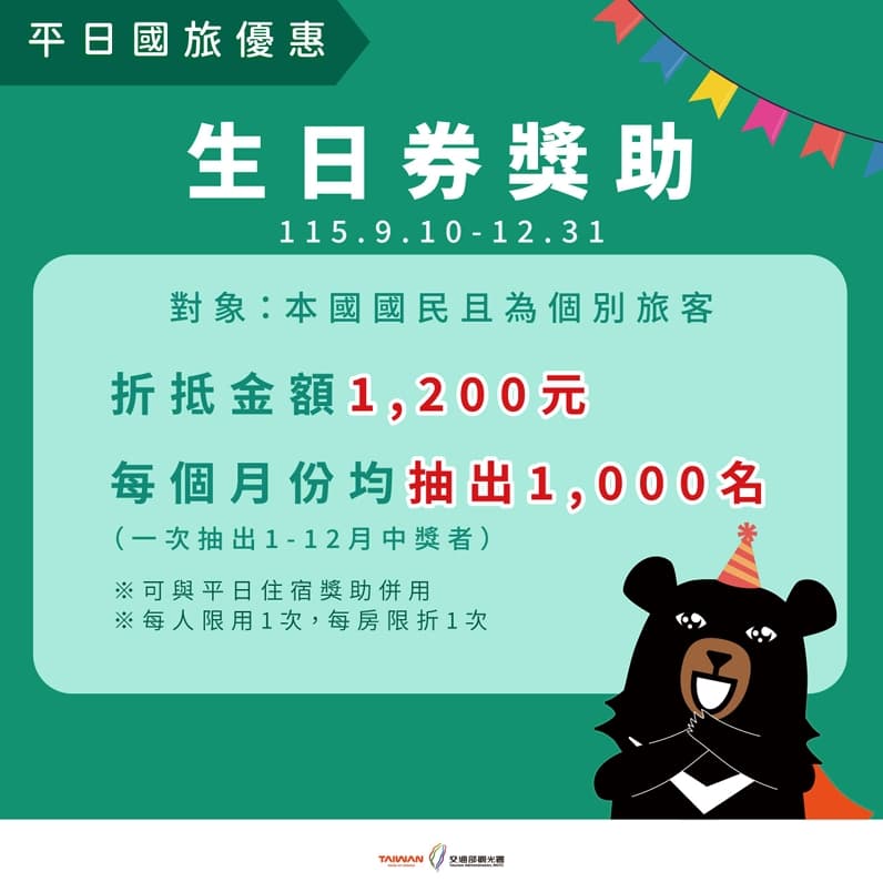 交通部觀光署說明「生日券」。（觀光署提供）