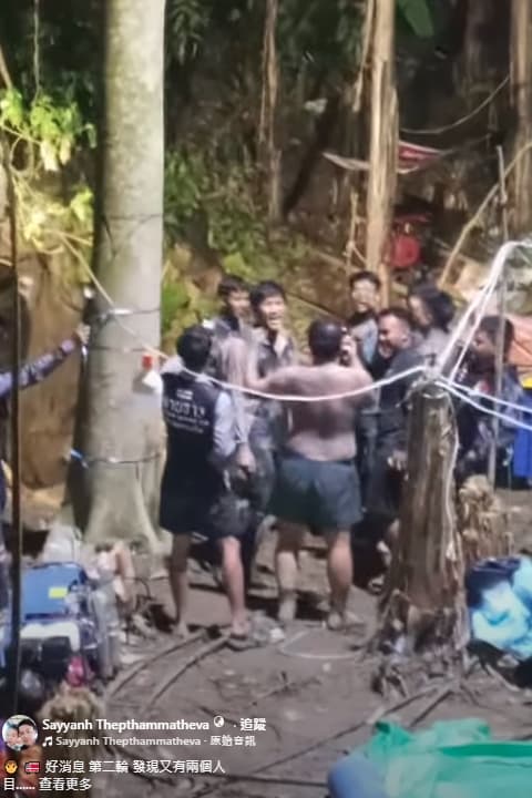 前線搜救人員傳回令人振奮的最新進展，繼先前尋獲的5名生還者後，最後2名受困礦工也順利被發現。（翻攝自Sayyanh Thepthammatheva臉書）