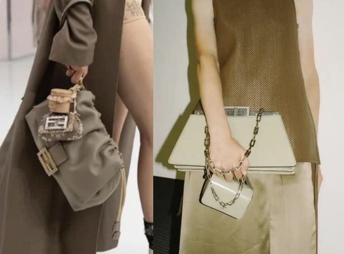 小廢包配上實用大包包，搭出一種新潮流。（FENDI）
