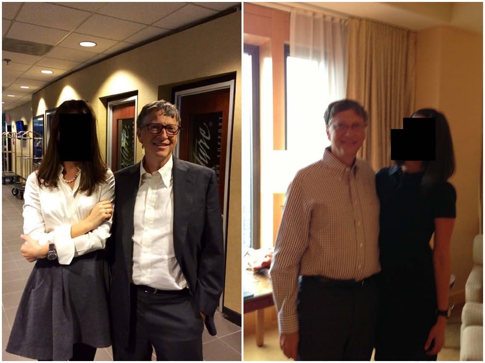 比爾蓋茲與不明女子合照，他已經數次出現在艾普斯坦遺產的照片中。（翻攝 House Oversight Committee）