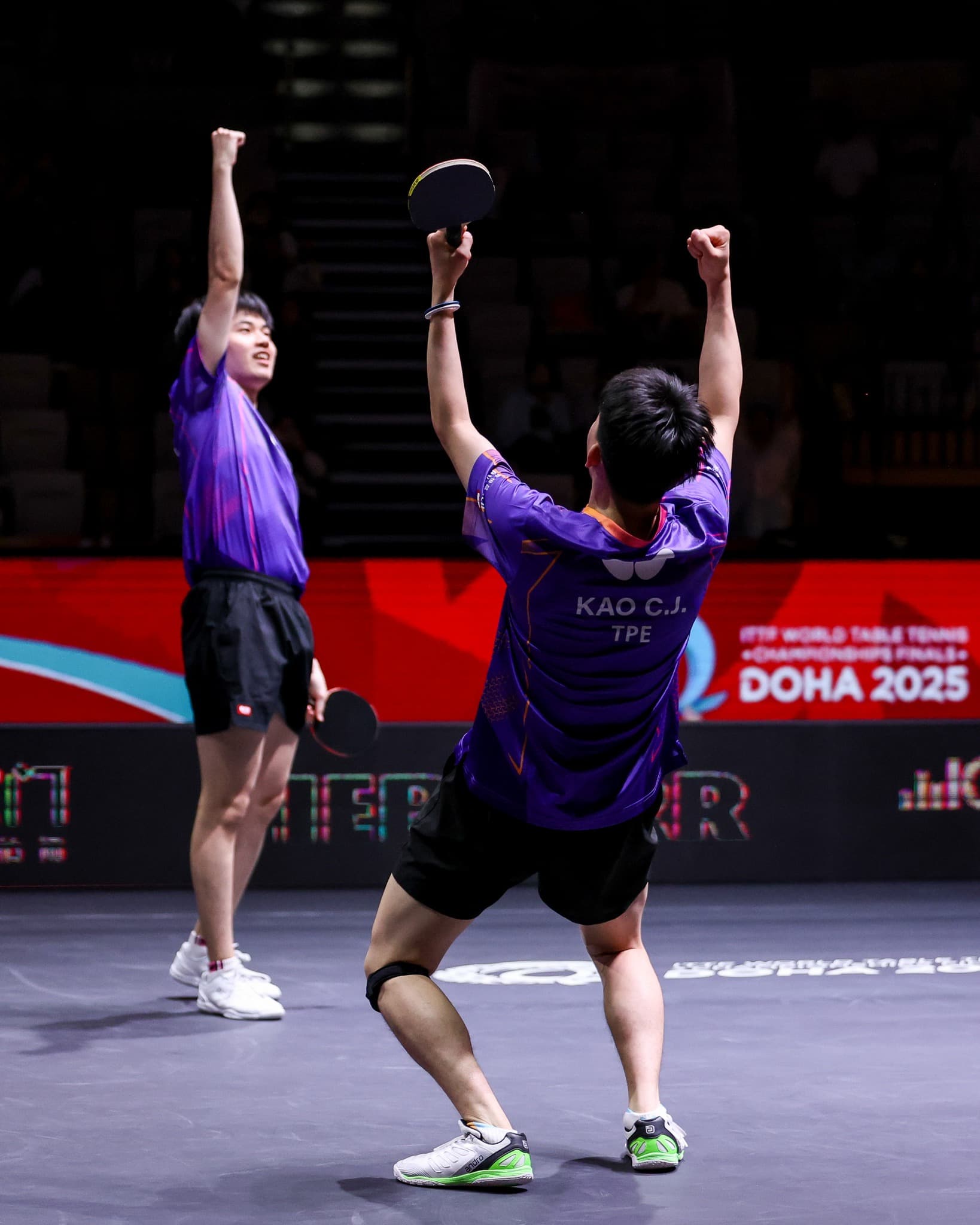 林昀儒和高承睿展現絕佳默契。（翻攝World Table Tennis 臉書）