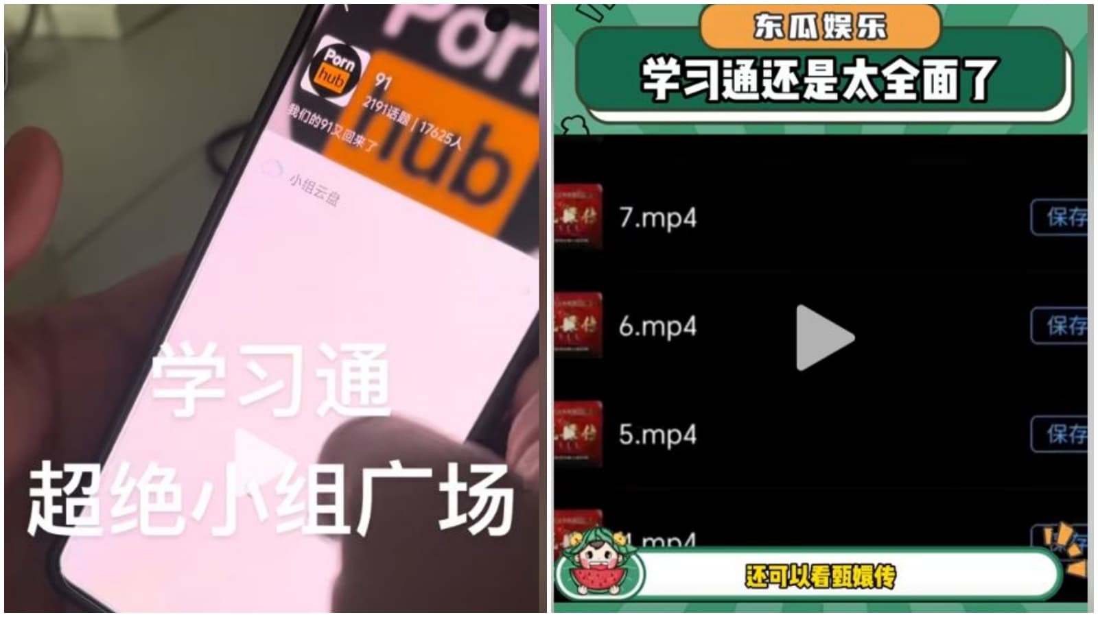 學習通App可找到色情片，還能看甄嬛傳。（翻攝抖音）