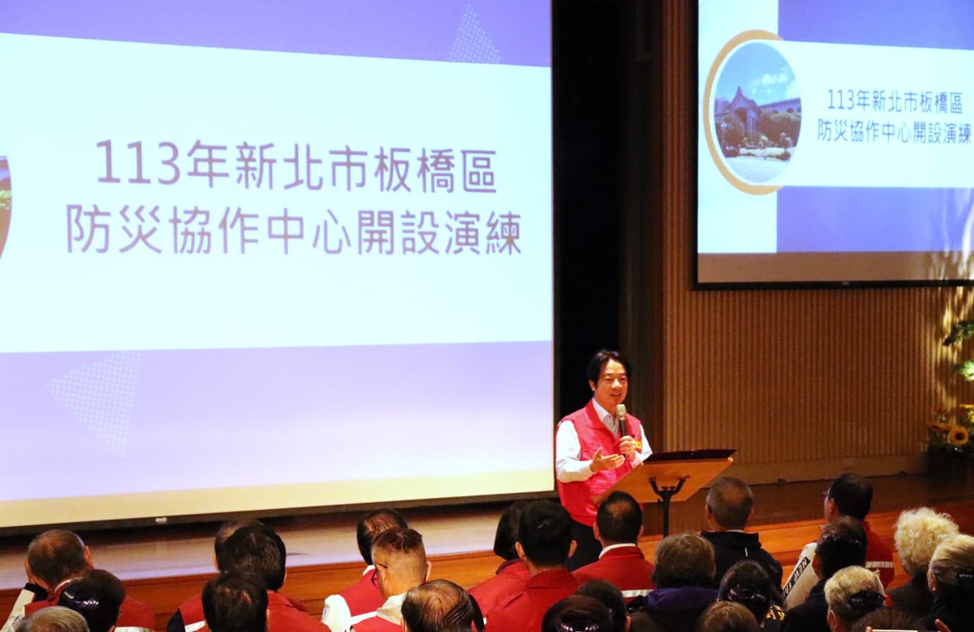 總統賴清德今至新北市防災協作中心進行視察，了解推動情形。（慈濟基金會提供）