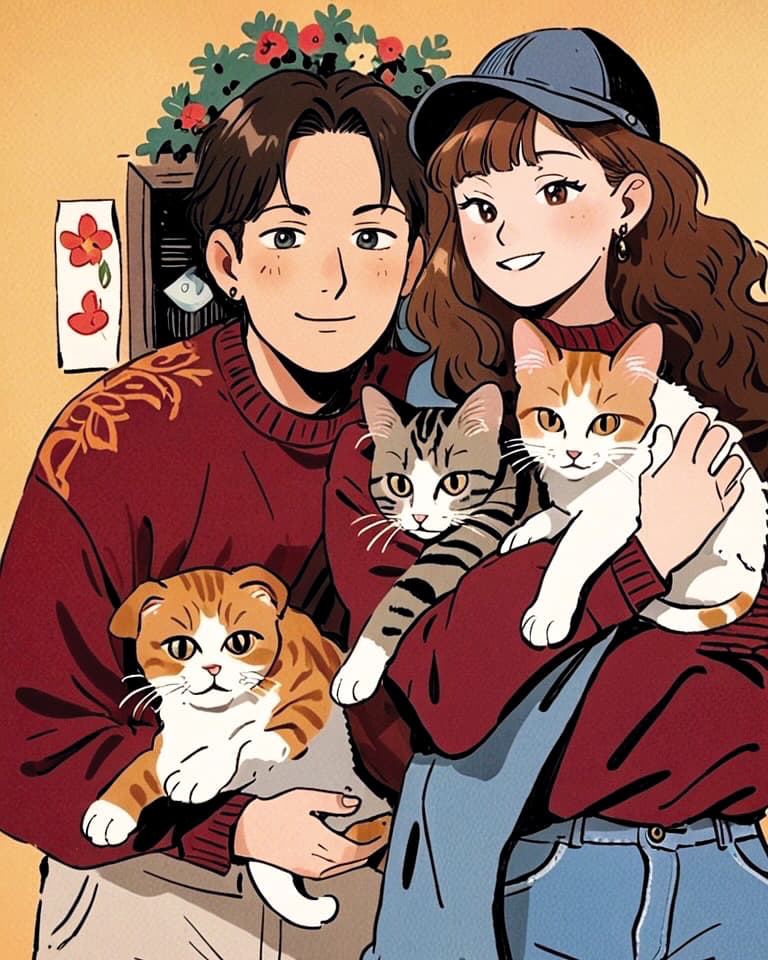 王淨在自家狗狗勘吉的IG上偷放閃，曬出甜蜜全家福拜年。（翻攝自Kanjiii616IG）
