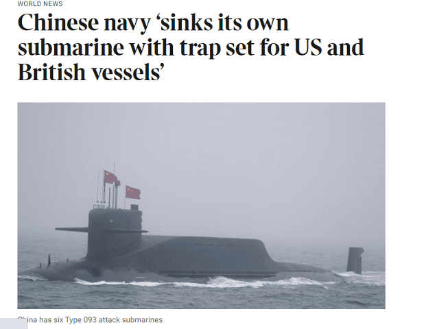 英國《泰晤士報》也報導中共核潛艦恐出事的消息。