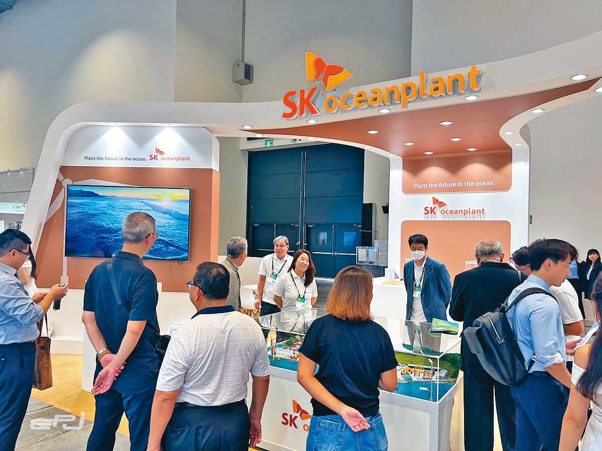 韓國第3大財團SK旗下水下基礎廠商SK oceanplant，在2024能源展大陣仗造勢，搶客叫陣意味濃厚。（SK oceanplant提供）