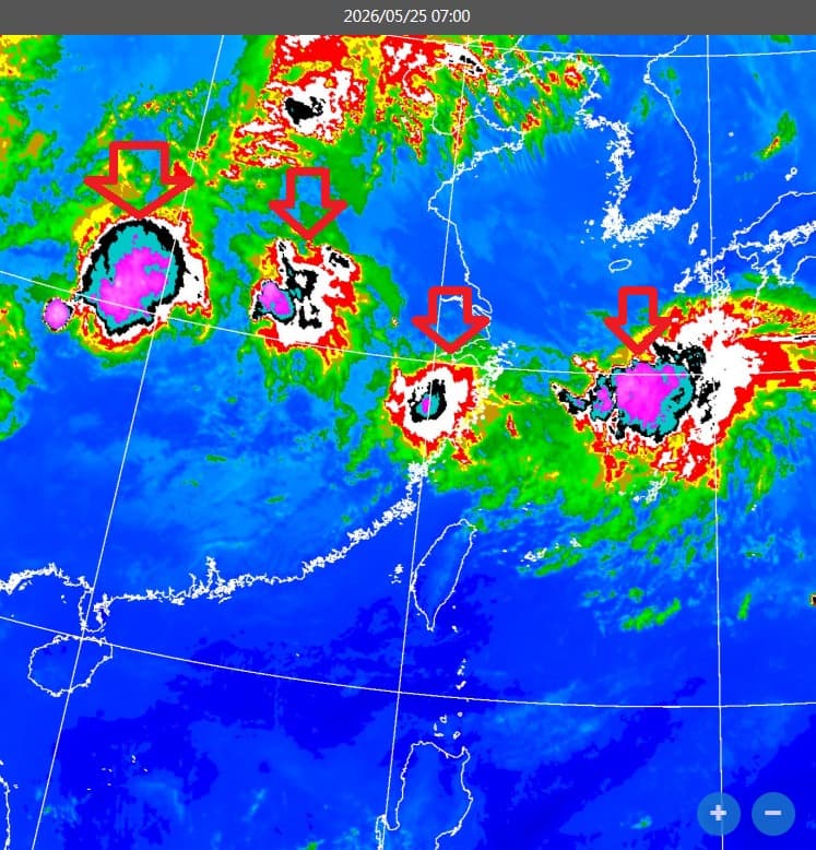 鄭明典PO最新衛星雲圖。（取自鄭明典臉書）