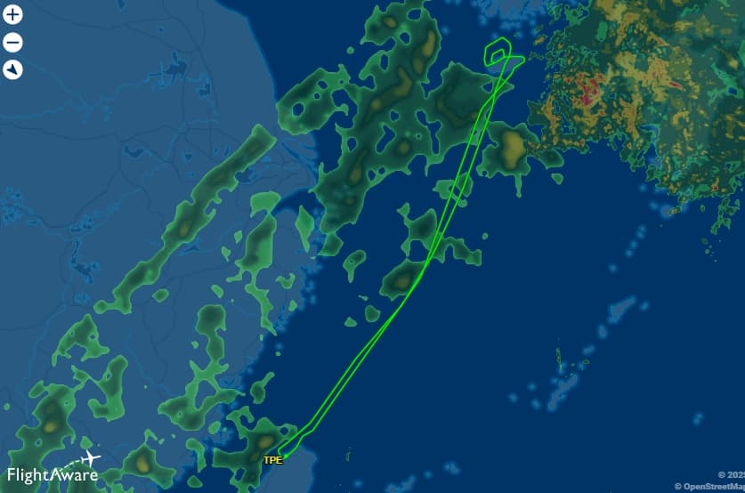 TTW654航班因當地天氣不佳而返航。（翻攝自FlightAware）