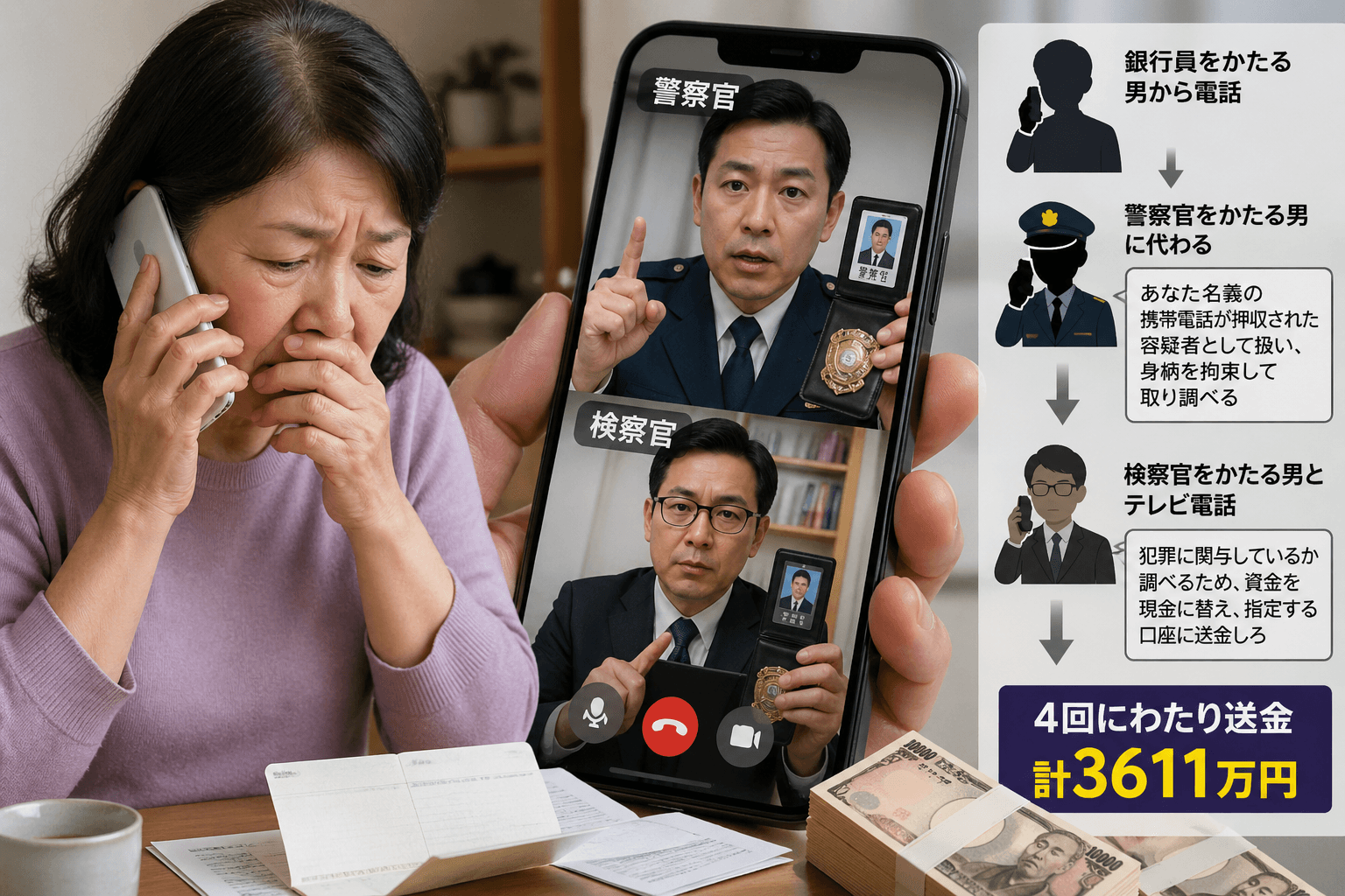 婦女被一系列話術詐騙。（ChatGPT生成AI示意圖）