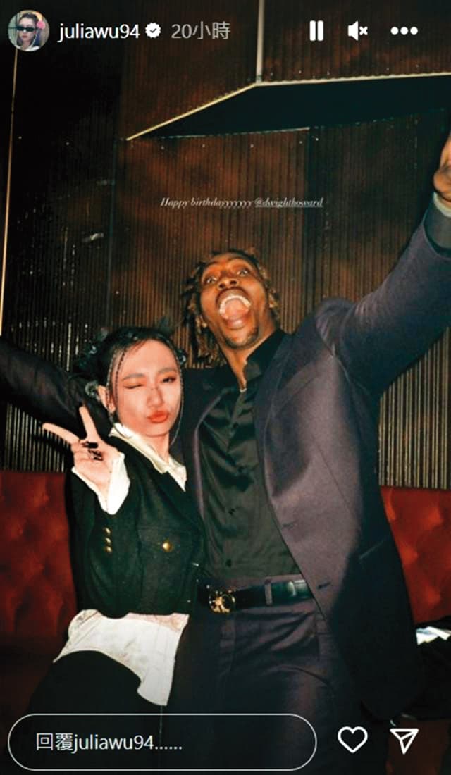 NBA籃球巨星魔獸（右）離開台灣後，社群退追台灣名人，只獨留吳卓源（左）一個。（翻攝自吳卓源IG）