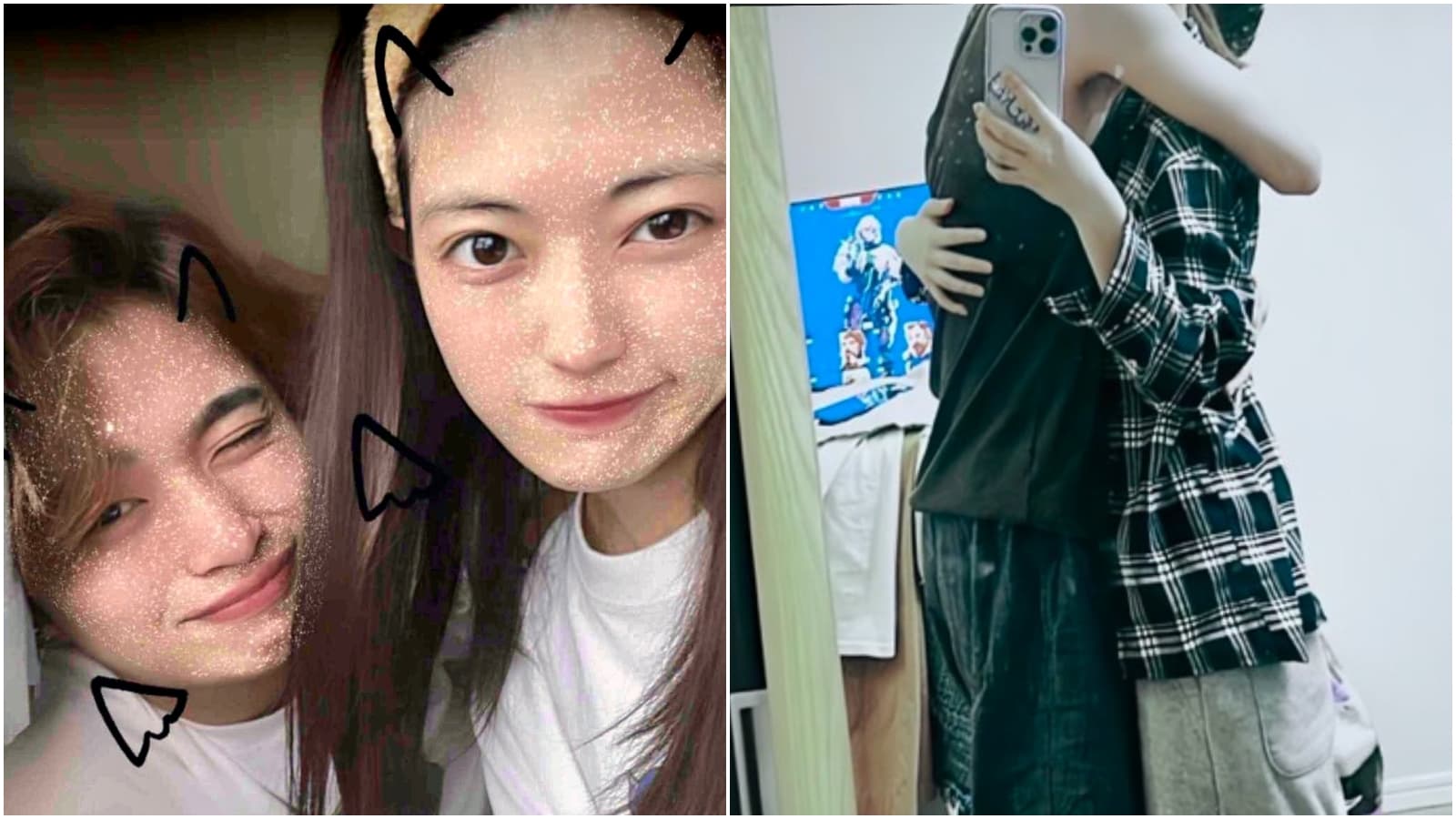 岩本蓮加與男友私照外流，網友更從格子襯衫（右圖）判斷就是本人。（翻攝X）