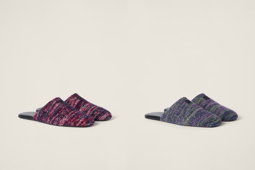 Holiday Upcycled系列羊毛拖鞋。NT$33,500（Miu Miu提供）