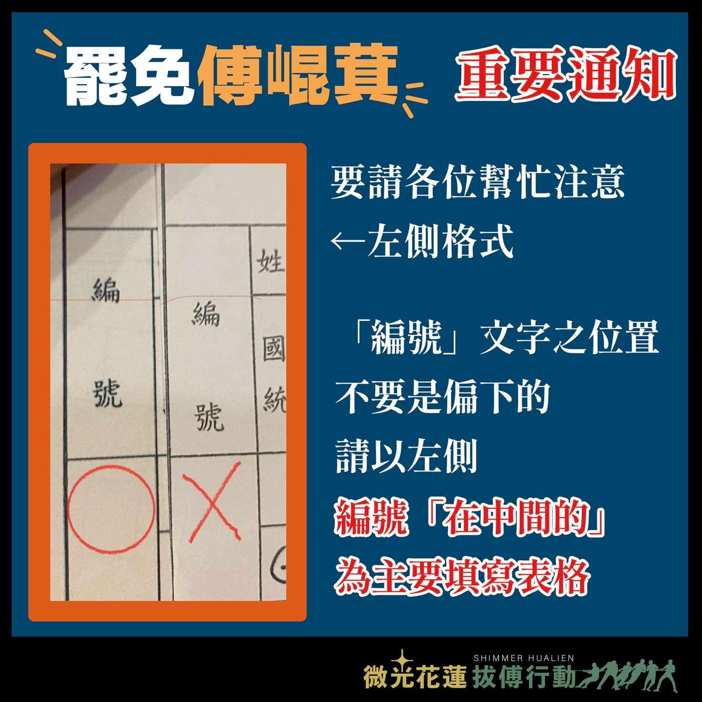 罷免國民黨花蓮立委傅崐萁二階段連署接近達標門檻之際，發現有超過千份連署單格式錯誤。（翻攝自微光 shimmer.tw臉書）