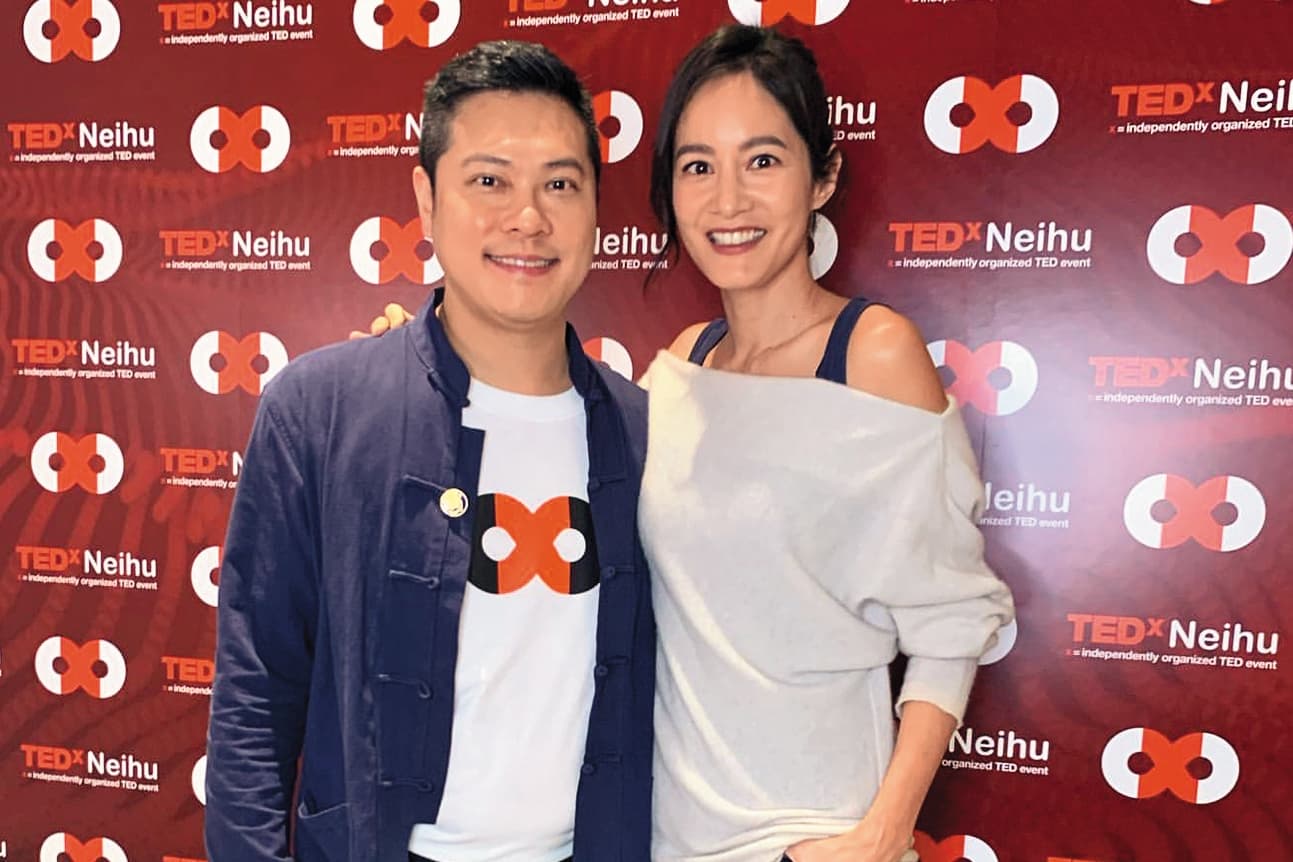 陳紹誠（左）雖淡出演藝圈，但偶爾在時尚品牌活動仍可看到他身影。右為謝怡芬。（翻攝自陳紹誠IG）