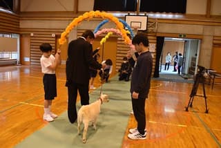 南醬參加入學典禮，場面十分逗趣。（翻攝自南永小學官網）