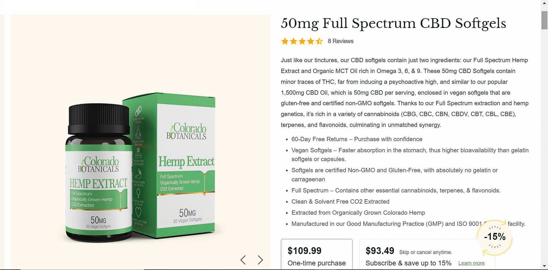 Colorado Botanicals的Hemp Extract膠囊含有大麻，也是殷琪買的物品。（讀者提供）