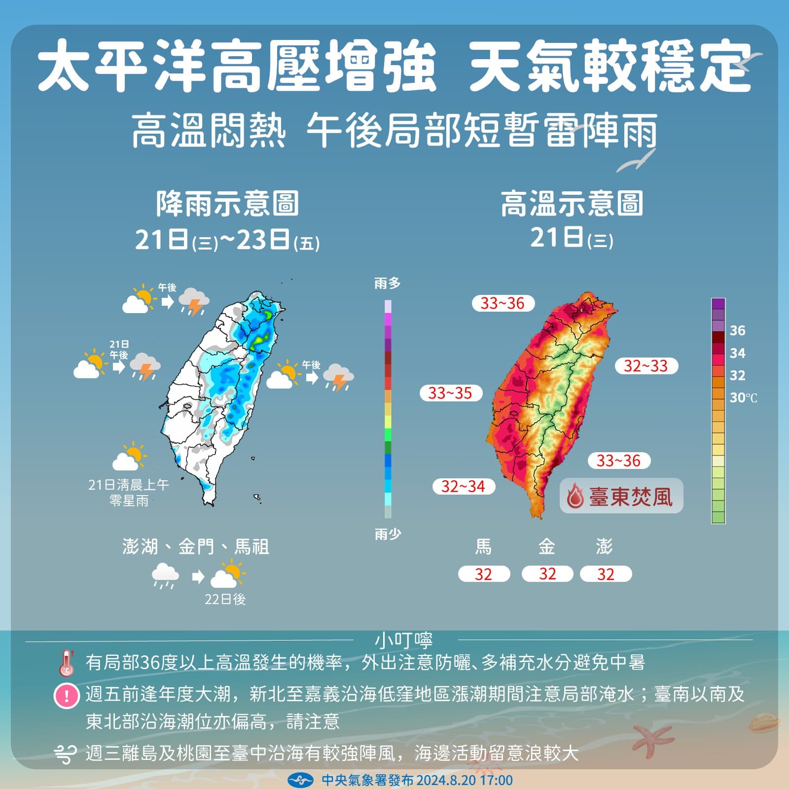 中央氣象署說明本週天氣。（翻攝自臉書@報天氣 - 中央氣象署）