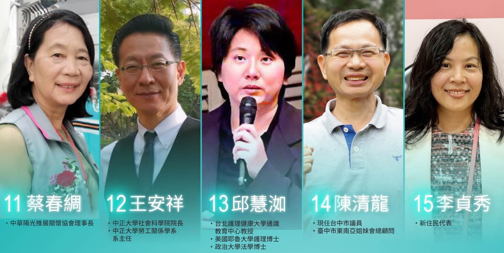 後續5名預計遞補的候選人。（翻攝自民眾黨臉書）