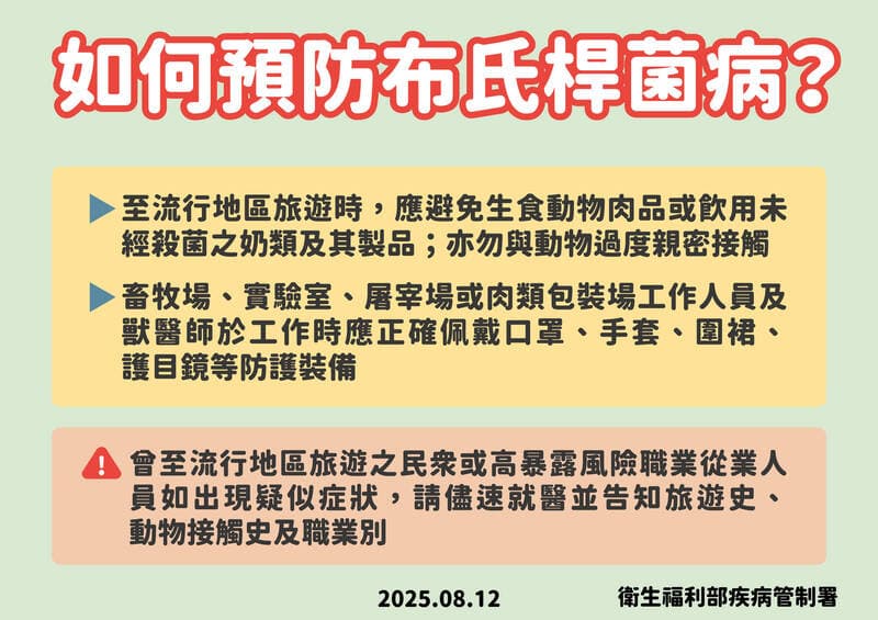 疾管署提供預防布氏桿菌病的方法。（疾管署提供）