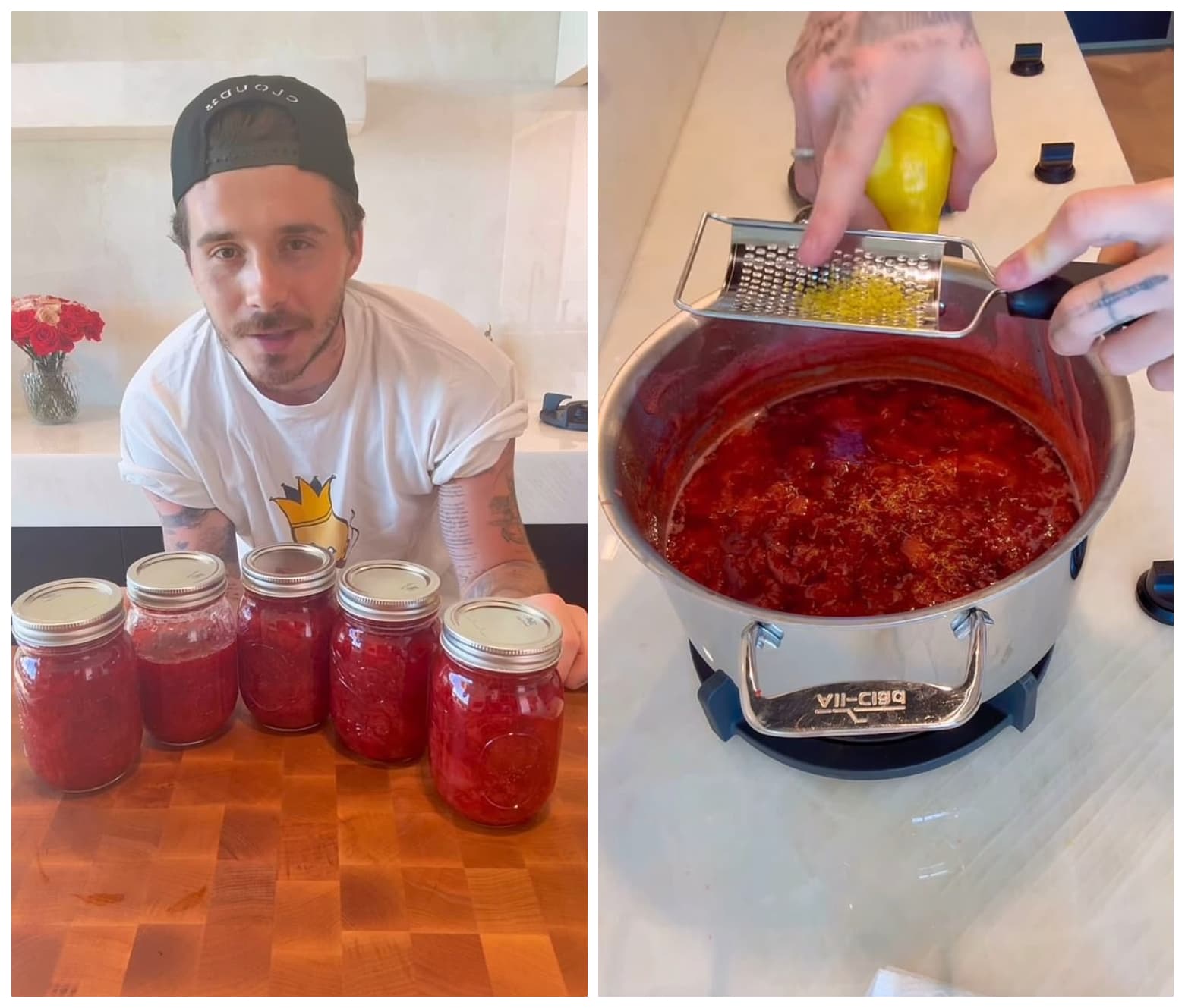 布魯克林分享製作草莓果醬的影片。（翻攝brooklynpeltzbeckham IG）