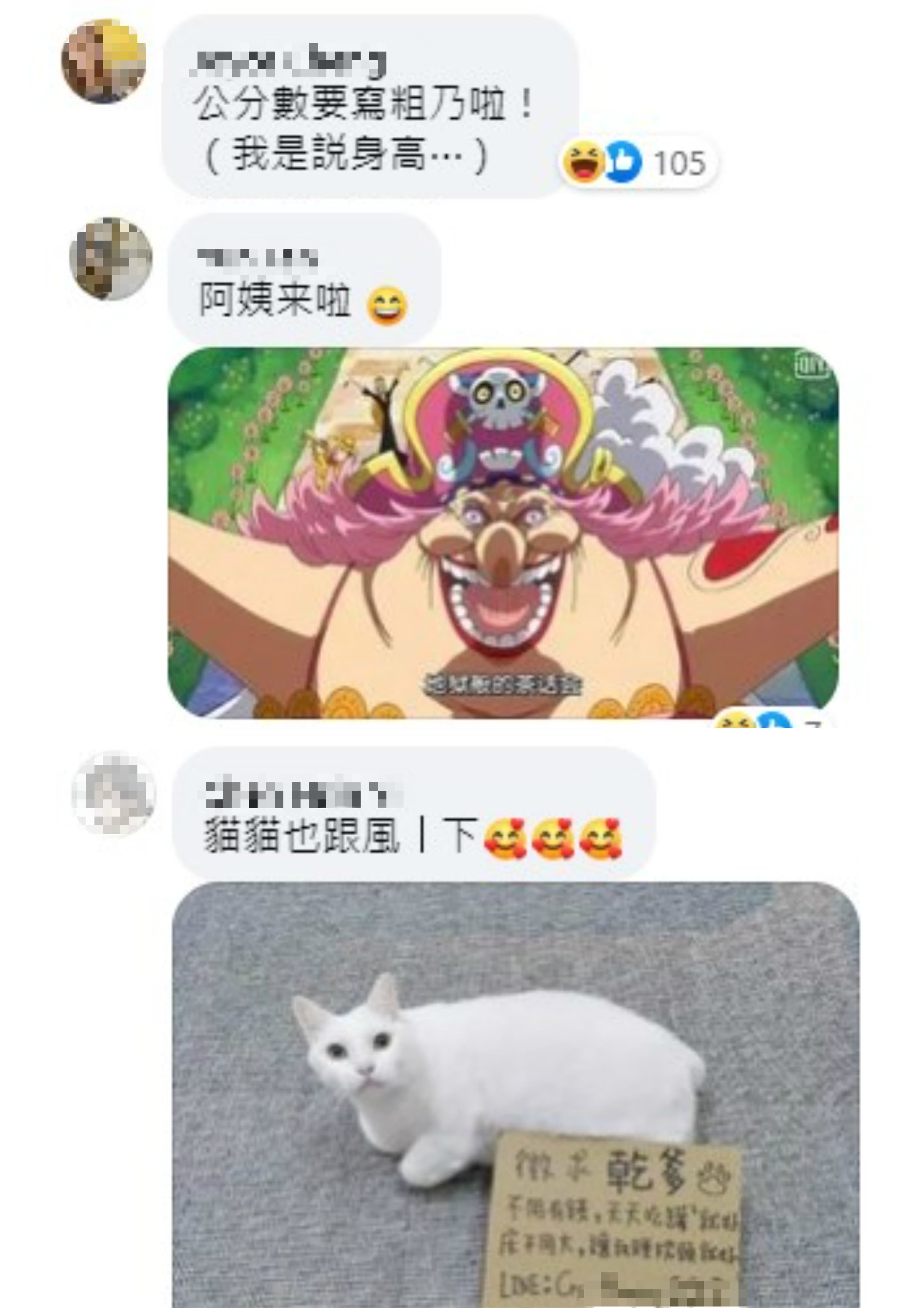 網友搞笑回覆「波特王」︰「公分數要寫粗乃啦!(我是說身高)」(翻攝自波特王臉書)